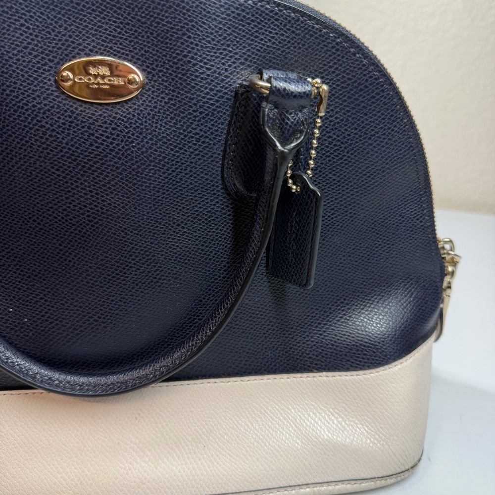 COACH Cora Crossgrain Domed Satchel F34491 Midnight/Chalk Hang Tag NO STRAP‎ Y2k - Picture 10 of 16